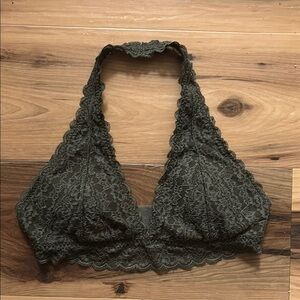 Gilly Hicks Lace Halter Bralette - Dark Green